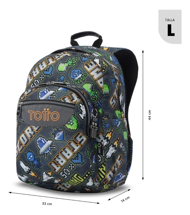 MOCHILA ESCOLAR JUVENIL PORTA PC 14  ACUARELA GRIS - 3