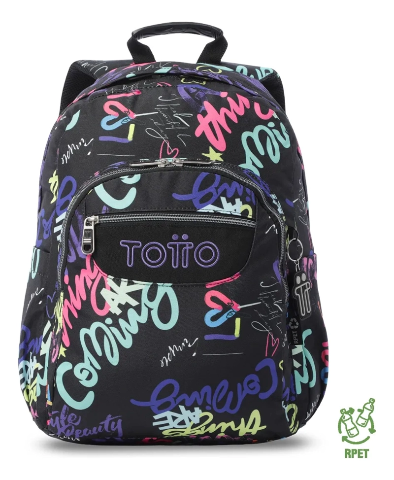 MOCHILA ESCOLAR JUVENIL PORTA PC 14  ACUARELA NEGRA - 1