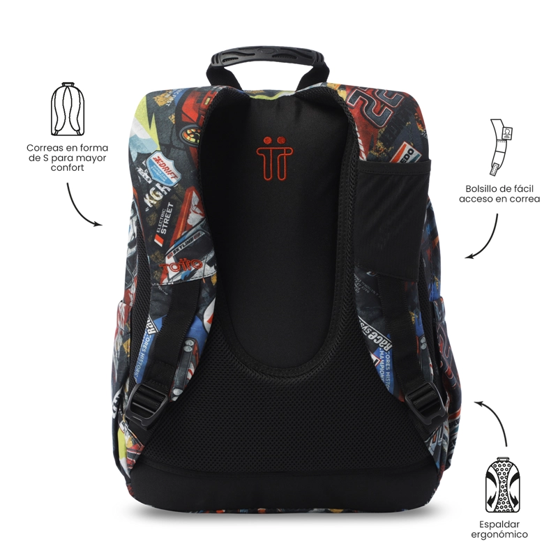 MOCHILA ESCOLAR JUVENIL PORTA PC 14' ACUARELA ROJA - 3
