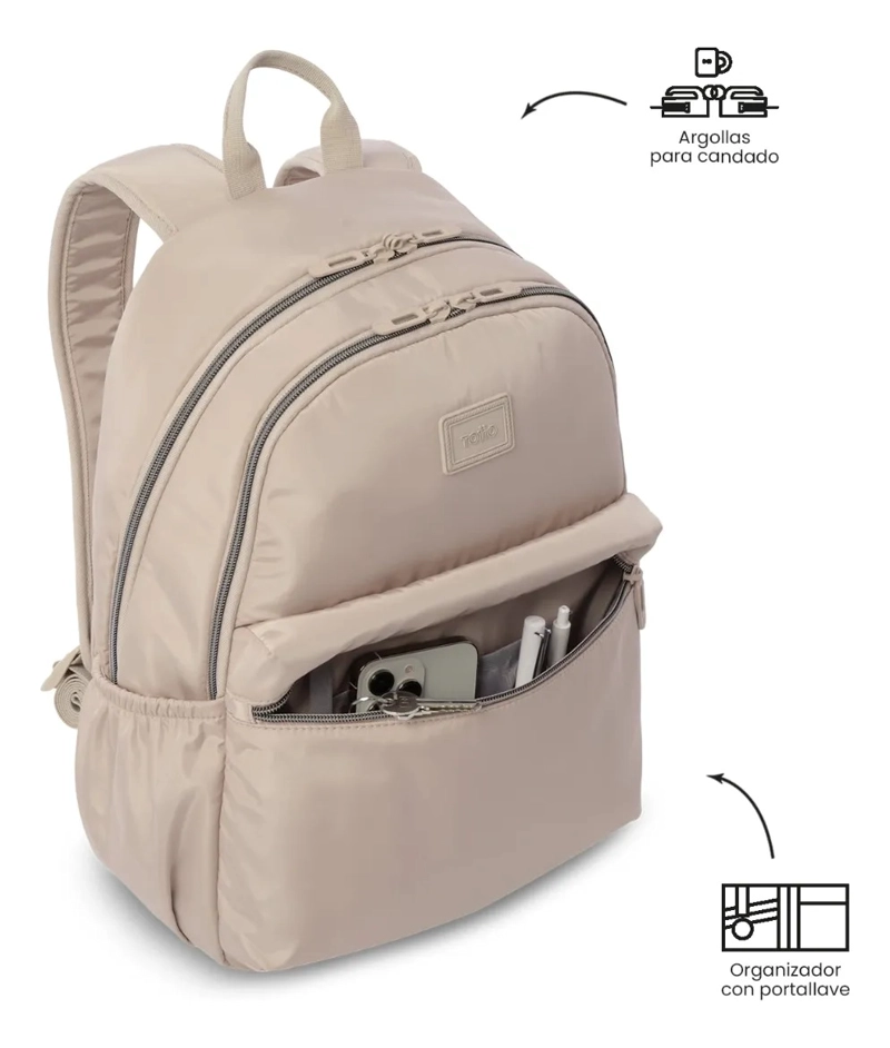 MOCHILA PARA OFICINA PC 13  AYNATTO 2.0 MEDIANO BEIGE - 6