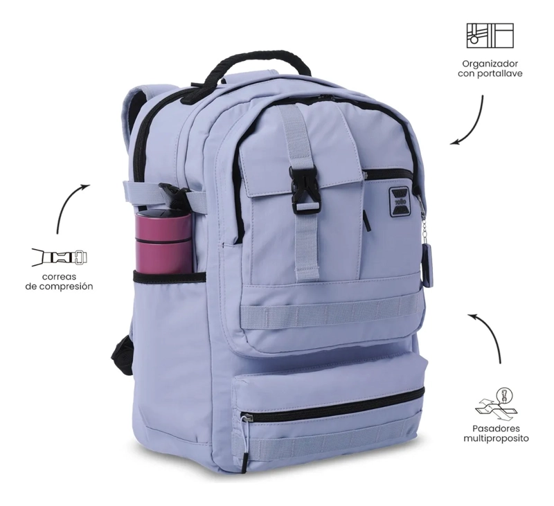 MOCHILA UNIVERSITARIO  SPA PORTA PC 15.4  MORADO - 6
