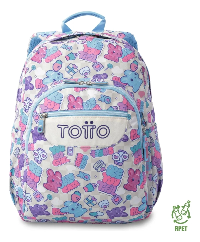 MOCHILA ESCOLAR JUVENIL PORTA PC 14  ACUARELA BLANCA - 1