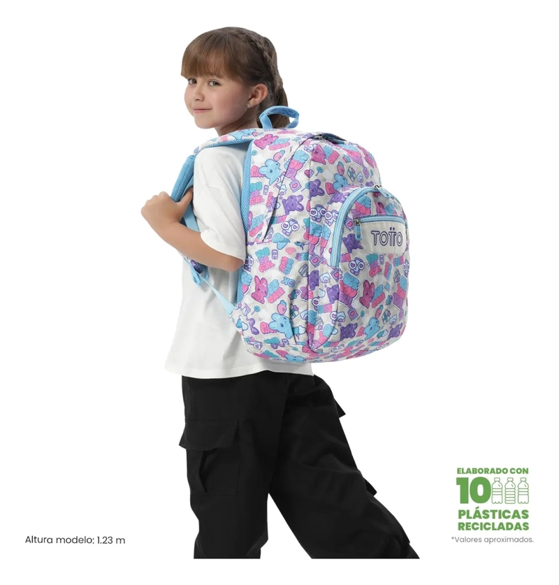MOCHILA ESCOLAR JUVENIL PORTA PC 14  ACUARELA BLANCA - 2