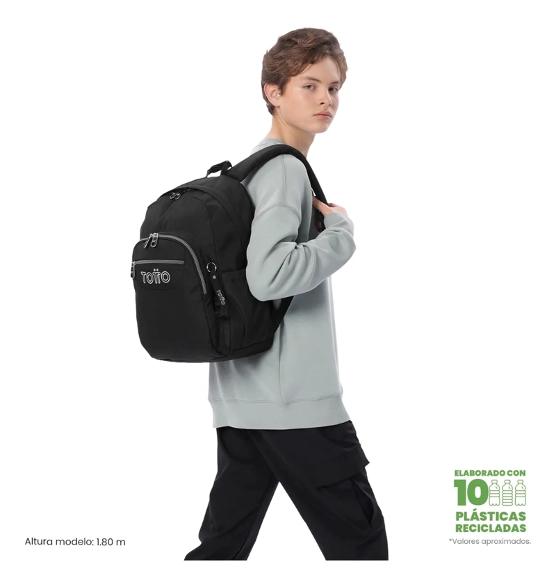 MOCHILA UNIVERSITARIO ACUARELA ECOLE SOLID PORTA PC14  NEGRO - 2