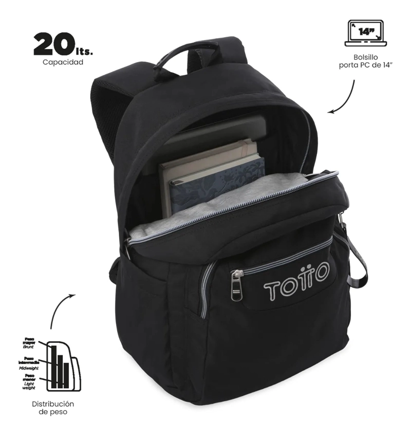 MOCHILA UNIVERSITARIO ACUARELA ECOLE SOLID PORTA PC14  NEGRO - 5