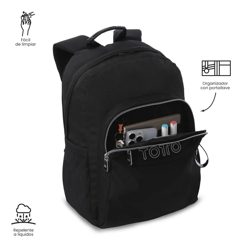 MOCHILA UNIVERSITARIO ACUARELA ECOLE SOLID PORTA PC14  NEGRO - 6