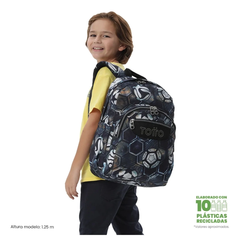MOCHILA ESCOLAR JUVENIL PORTA PC 14  ACUARELA NEGRA - 2