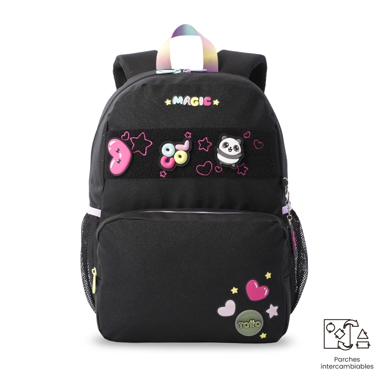 MOCHILA PARA NIÑA LORING BLACK MEDIANO COLOR NEGRO - 1