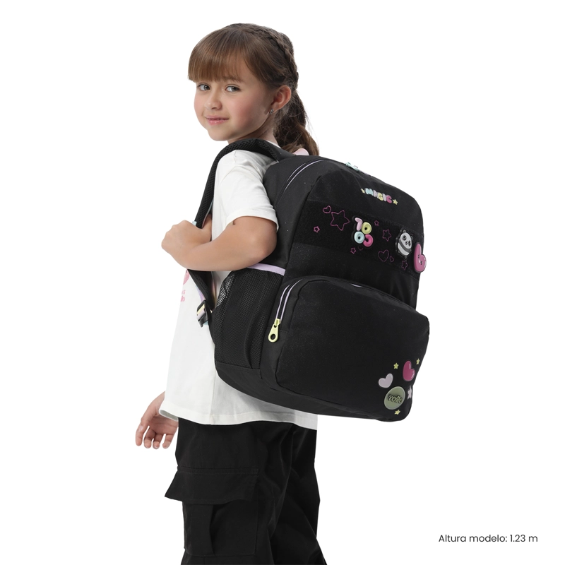 MOCHILA PARA NIÑA LORING BLACK MEDIANO COLOR NEGRO - 2