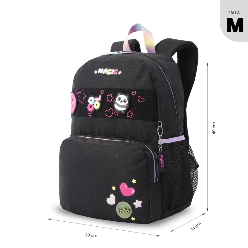 MOCHILA PARA NIÑA LORING BLACK MEDIANO COLOR NEGRO - 3