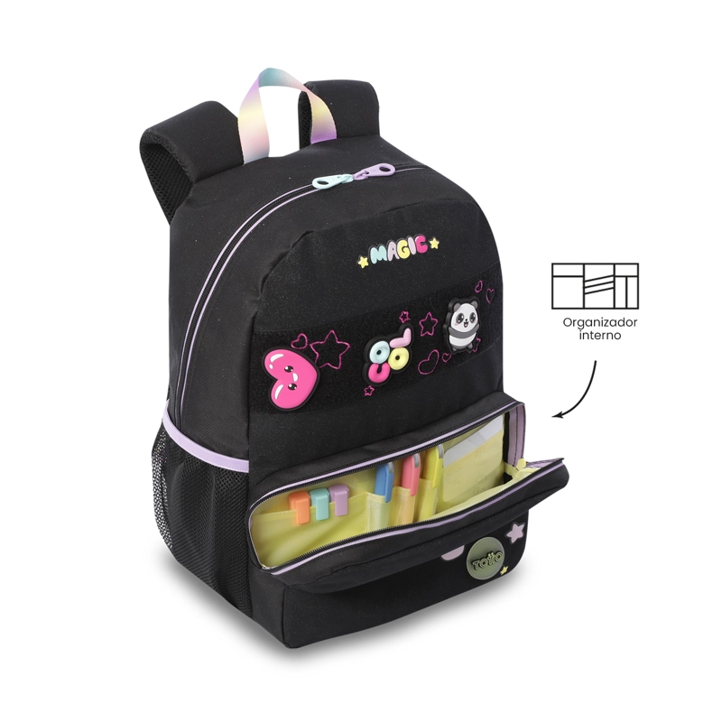MOCHILA PARA NIÑA LORING BLACK MEDIANO COLOR NEGRO - 6