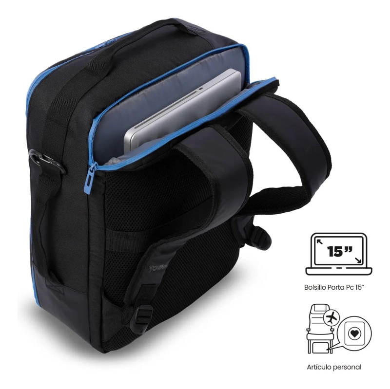 MOCHILA DE VIAJE PEQUEÑO TRAMA NEGRO - 5