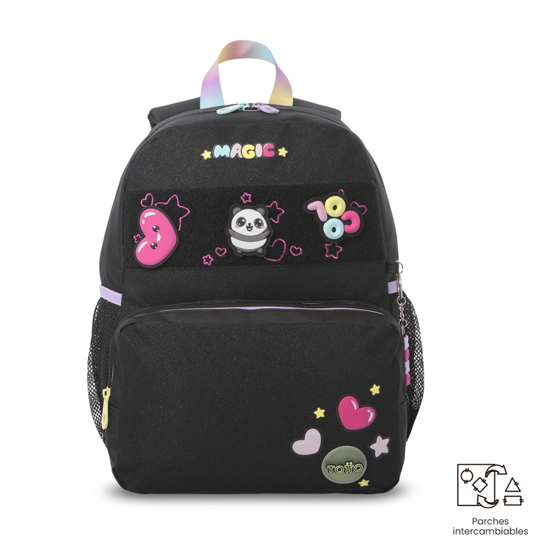 MOCHILA PARA NIÑA GLOWING BLACK PEQUEÑO COLOR NEGRO - 1