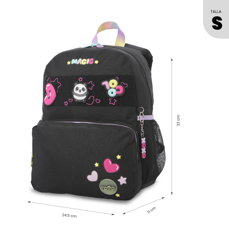 MOCHILA PARA NIÑA GLOWING BLACK PEQUEÑO COLOR NEGRO - 2