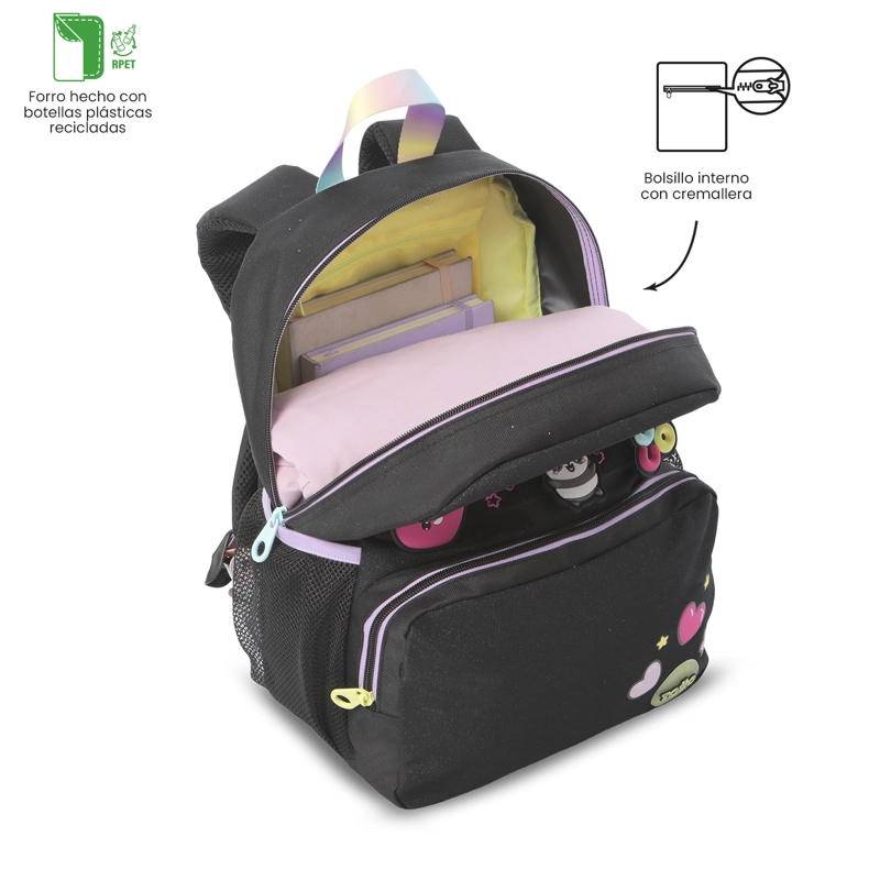 MOCHILA PARA NIÑA GLOWING BLACK PEQUEÑO COLOR NEGRO - 4