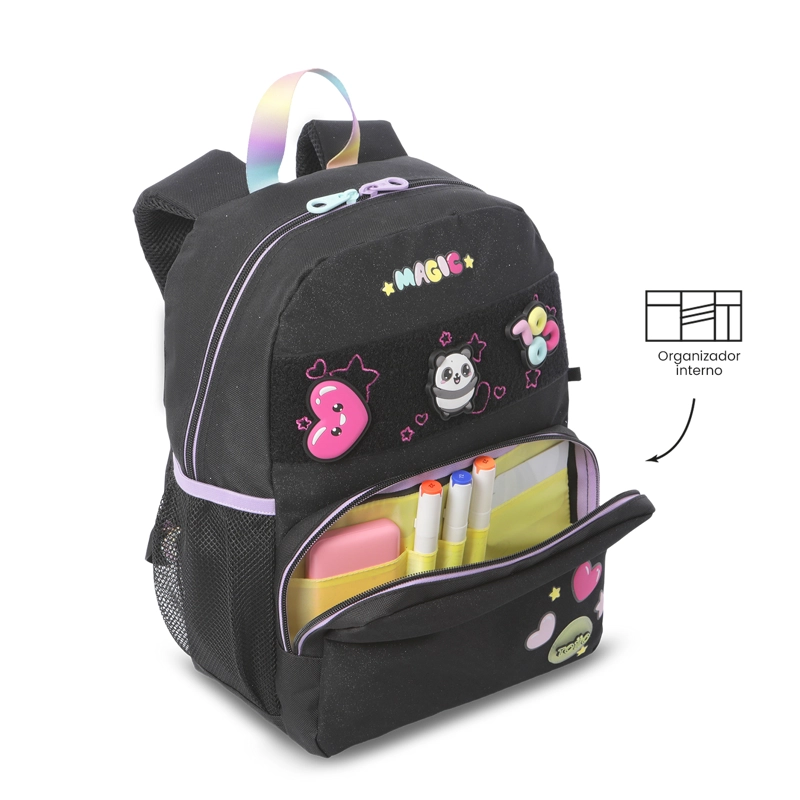 MOCHILA PARA NIÑA GLOWING BLACK PEQUEÑO COLOR NEGRO - 5