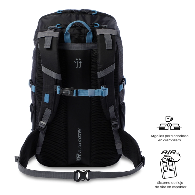MOCHILA OUTDOOR SUMMIT 35 NEGRO CON SISTEMA DE PEDERNAL - 4