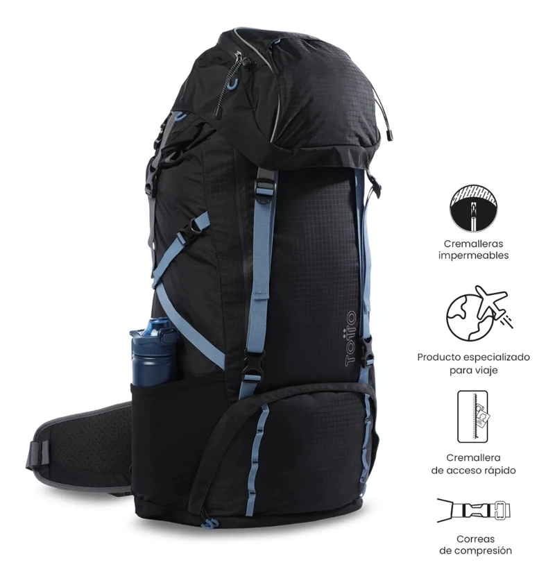 MOCHILA OUTDOOR SUMMIT 65 GRANDE NEGRO - 7