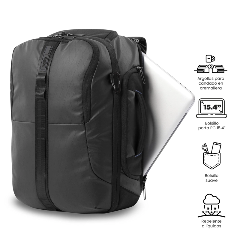 MOCHILA DE VIAJE GRANDE DEPLOY TRAVEL NEGRO - 3