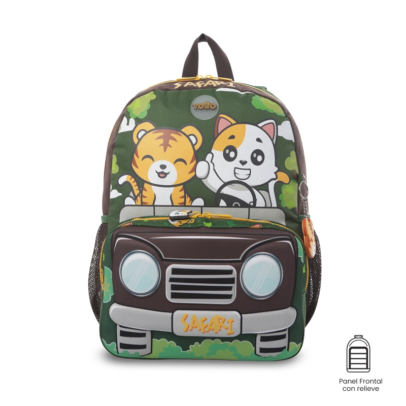 COMBO ESCOLAR X2 MOCHILA + LIBRO PARA COLOREAR SAFARI VERDE - 1