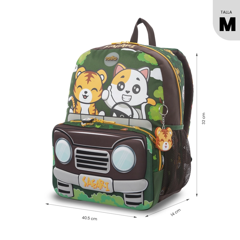 COMBO ESCOLAR X2 MOCHILA + LIBRO PARA COLOREAR SAFARI VERDE - 2