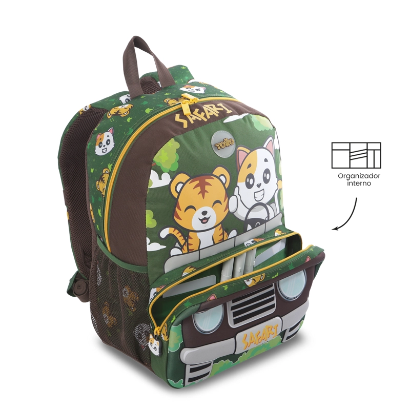 COMBO ESCOLAR X2 MOCHILA + LIBRO PARA COLOREAR SAFARI VERDE - 6