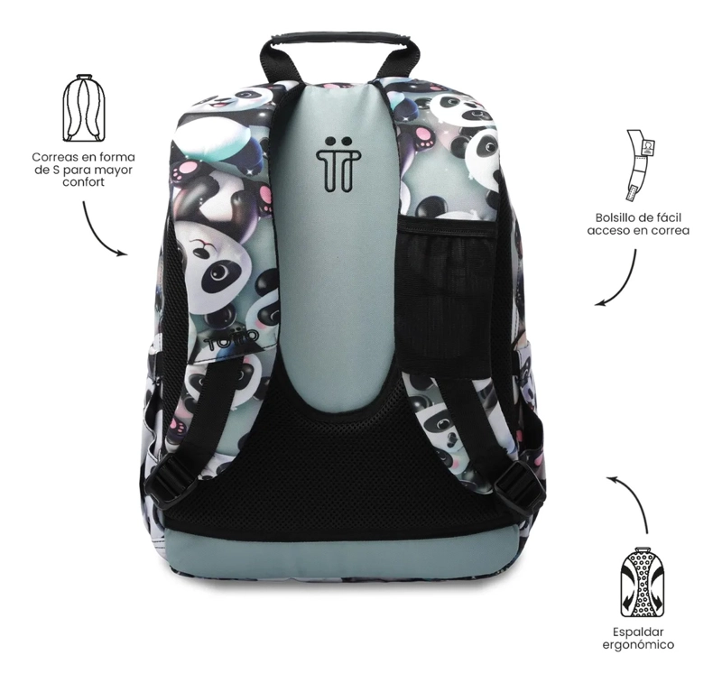 MOCHILA ESCOLAR JUVENIL PORTA PC 13  GOMMAS GRIS - 4