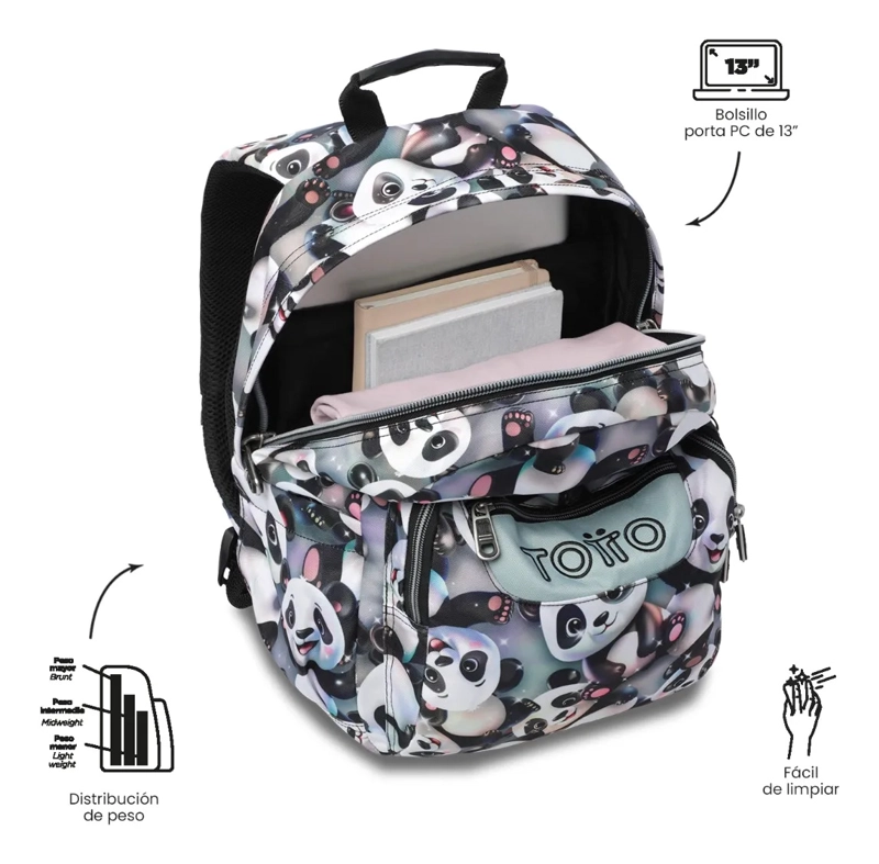 MOCHILA ESCOLAR JUVENIL PORTA PC 13  GOMMAS GRIS - 5