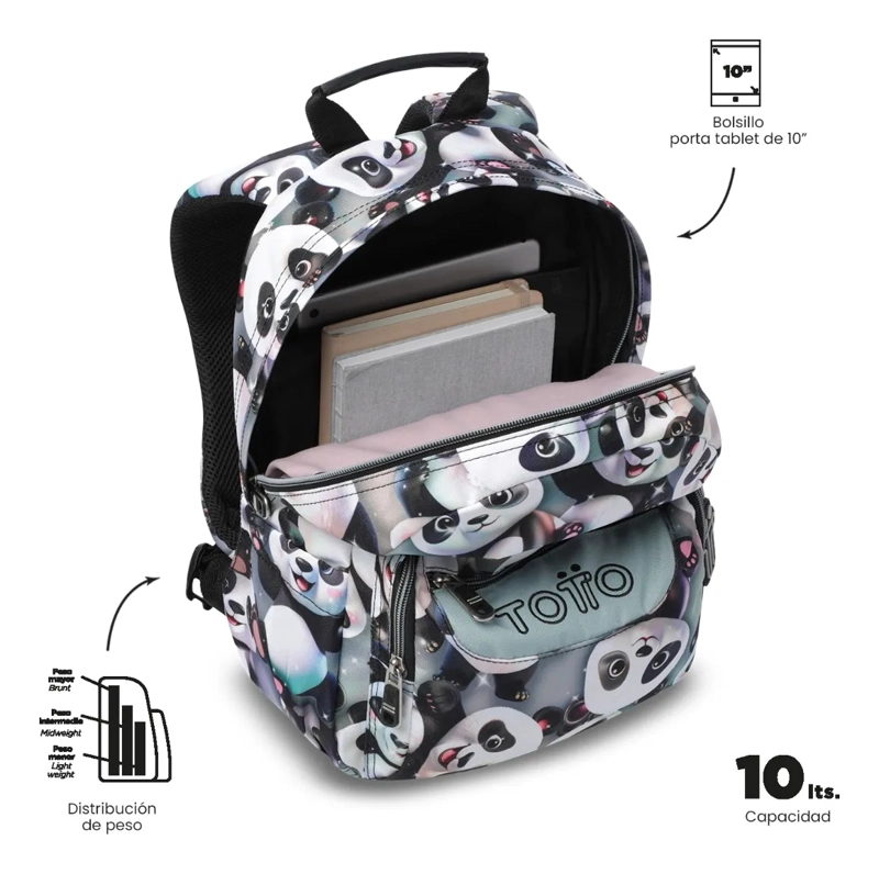 MOCHILA ESCOLAR JUVENIL PORTA TABLET 10  TEMPERA GRIS - 5