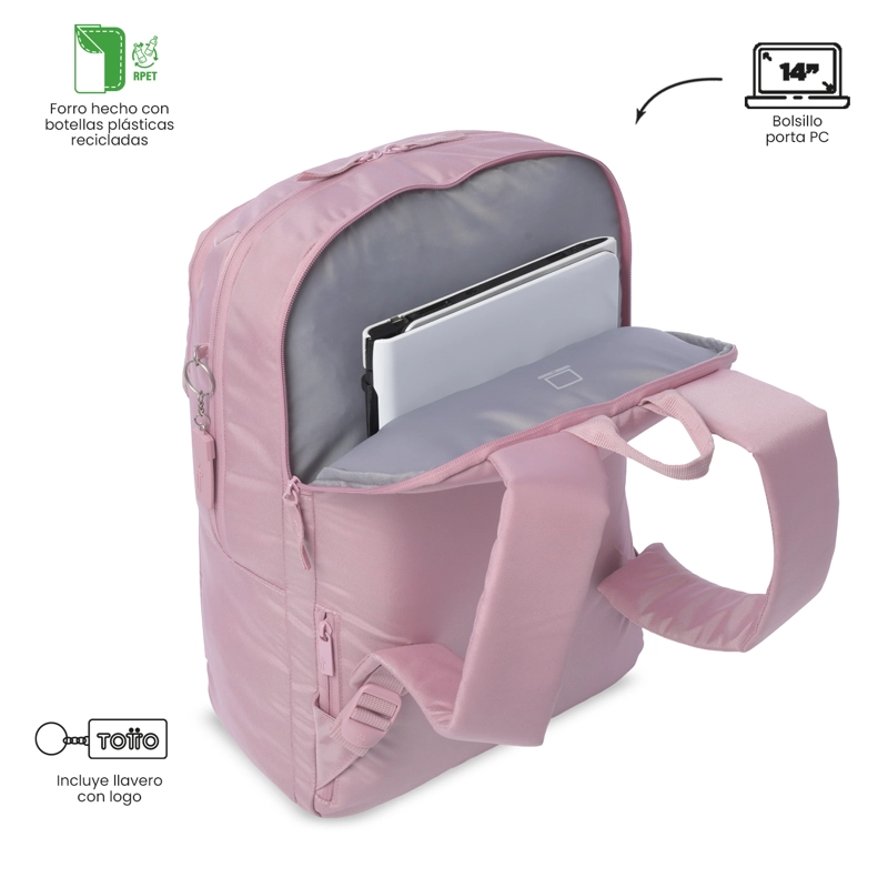 MOCHILA UNIVERSITARIO  CLOUD PORTA PC 14' ROSADO - 4