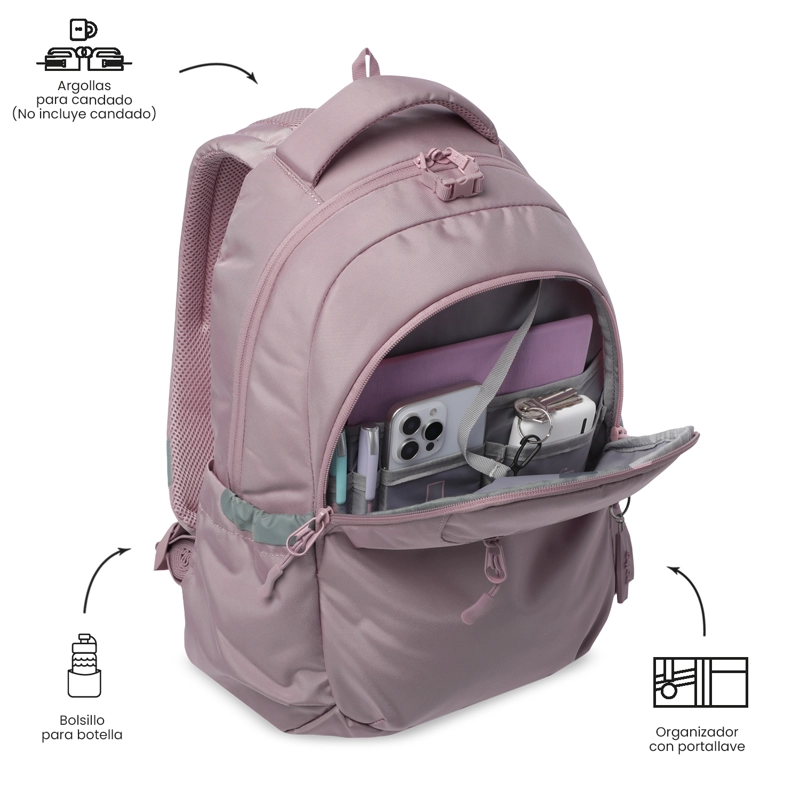 MOCHILA UNIVERSITARIO MISISIPI 2.0 PORTA PC 14' ROSADO - 5