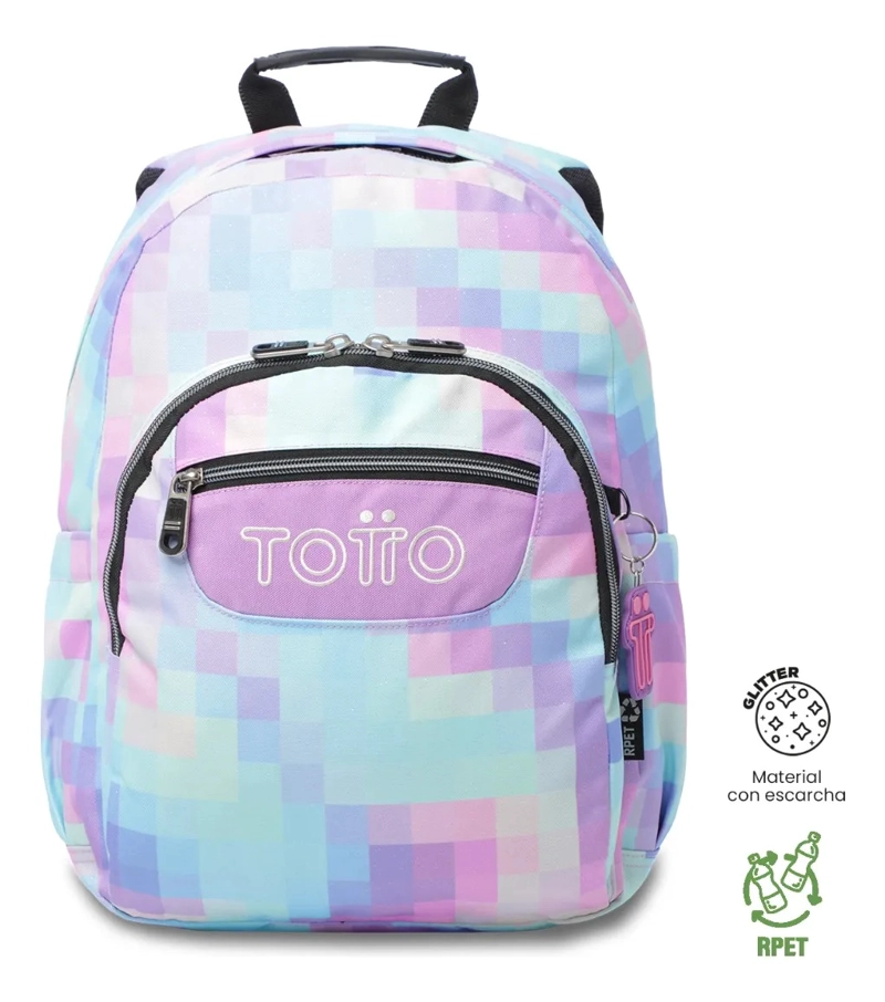 MOCHILA ESCOLAR JUVENIL PORTA PC 13  GOMMAS GLITTER AZUL - 1