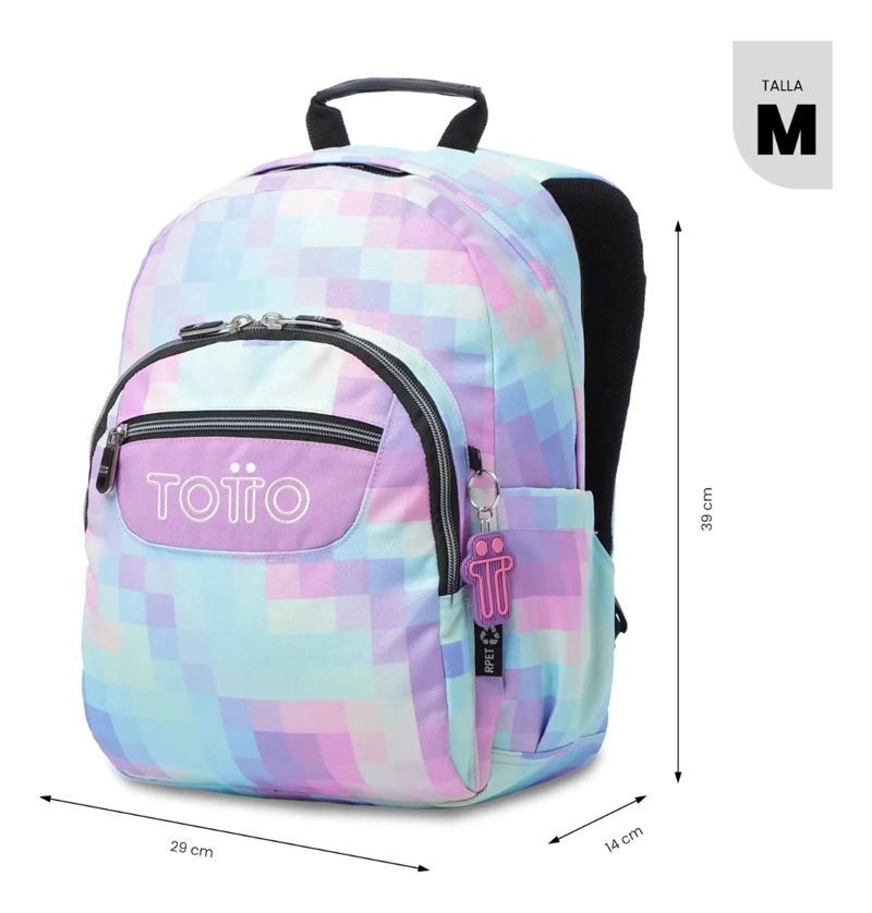 MOCHILA ESCOLAR JUVENIL PORTA PC 13  GOMMAS GLITTER AZUL - 3