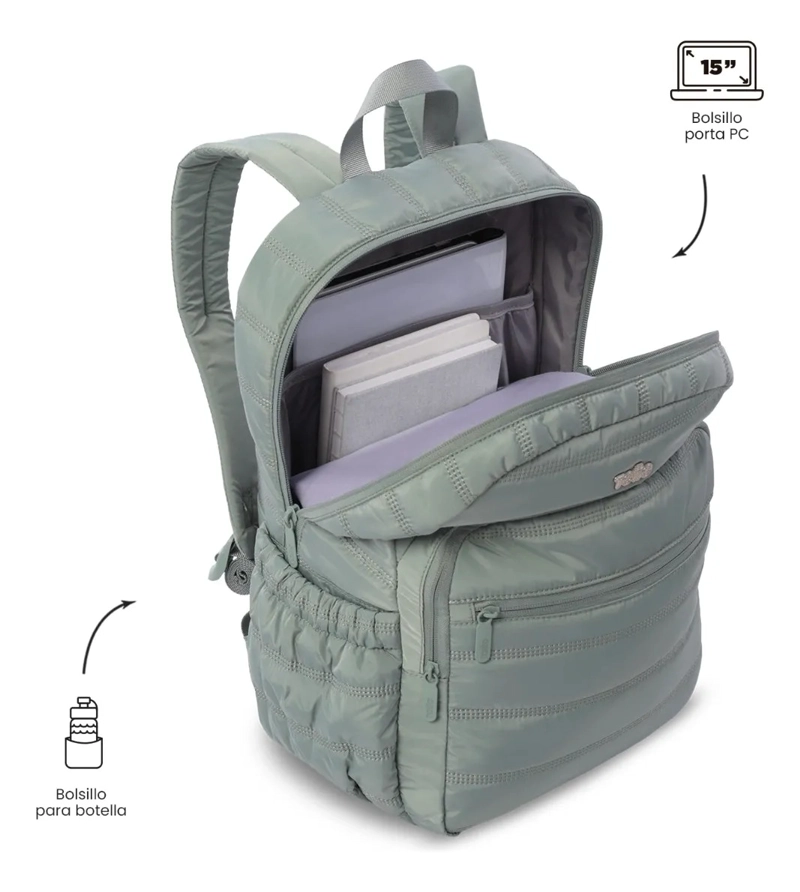 MOCHILA UNIVERSITARIO  MOXI PORTA PC 15  VERDE - 5