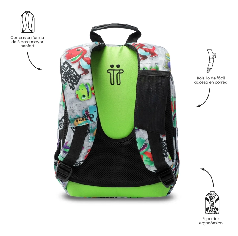 MOCHILA ESCOLAR JUVENIL PORTA TABLET 10  TEMPERA GRIS - 4