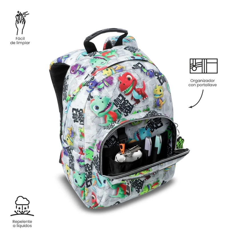 MOCHILA ESCOLAR JUVENIL PORTA TABLET 10  TEMPERA GRIS - 6