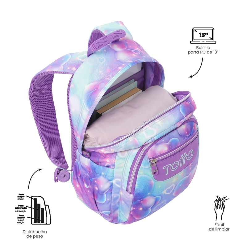 MOCHILA ESCOLAR JUVENIL PORTA PC 13' GOMMAS MORADO - 4