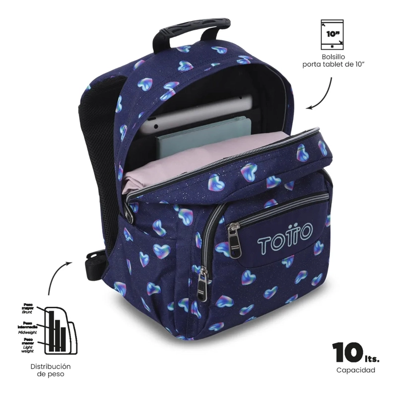 MOCHILA ESCOLAR JUVENIL PORTA TABLET 10  TEMPERA GLITTER - 5