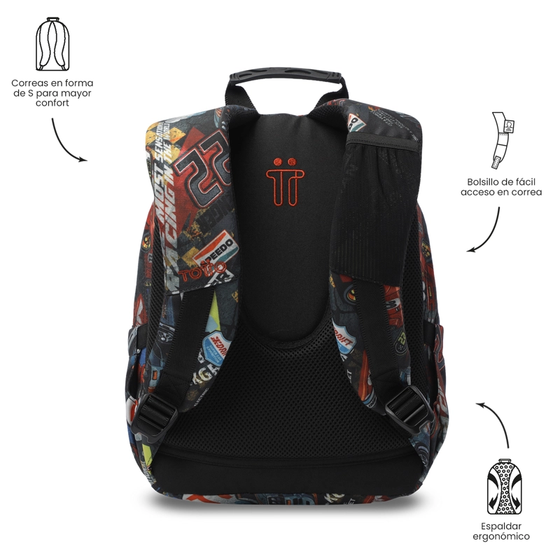 MOCHILA ESCOLAR JUVENIL PORTA TABLET 10' TEMPERA ROJO - 3