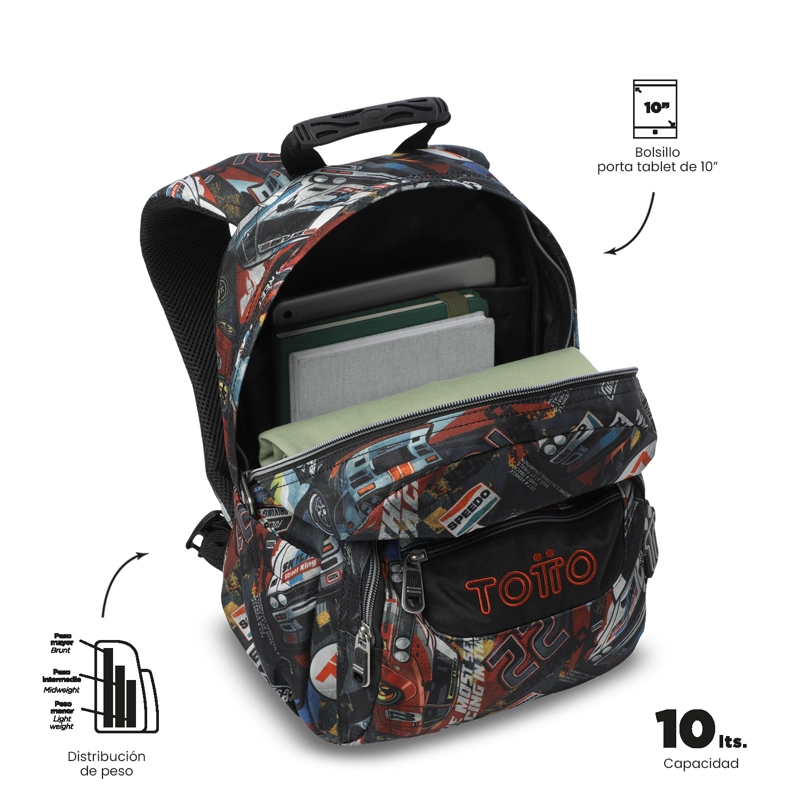 MOCHILA ESCOLAR JUVENIL PORTA TABLET 10' TEMPERA ROJO - 4