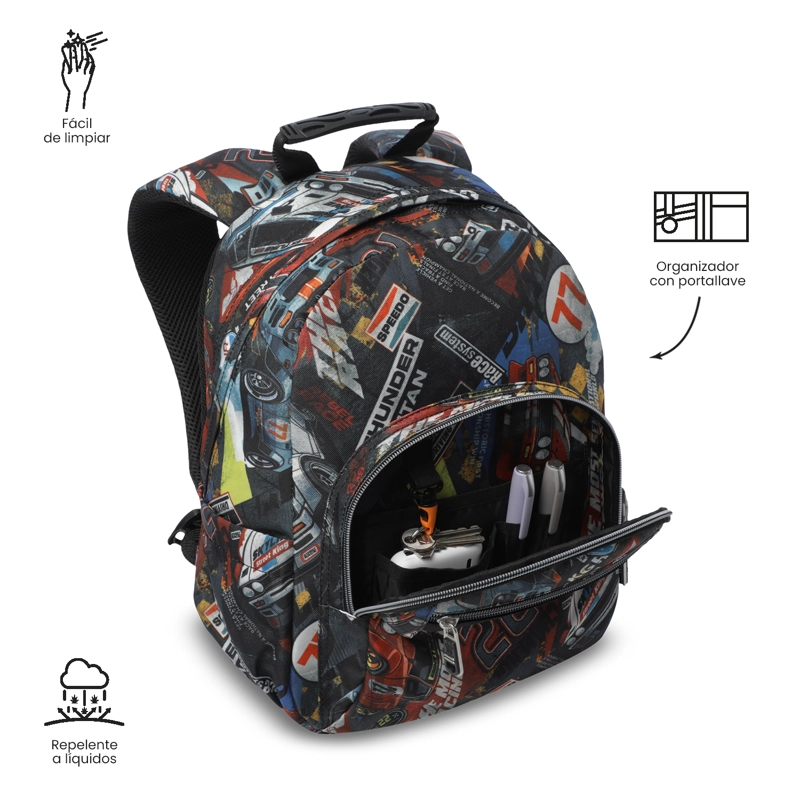 MOCHILA ESCOLAR JUVENIL PORTA TABLET 10' TEMPERA ROJO - 5