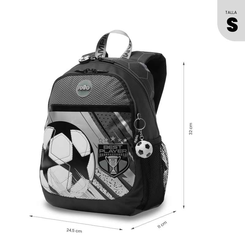 MOCHILA ESCOLAR TOTTO PARA NIÑO CHAMPION PEQUEÑO  GRIS - 2