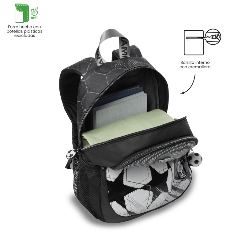MOCHILA ESCOLAR TOTTO PARA NIÑO CHAMPION PEQUEÑO  GRIS - 4