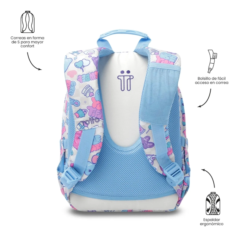 MOCHILA ESCOLAR JUVENIL PORTA TABLET 10  TEMPERA BLANCO - 4