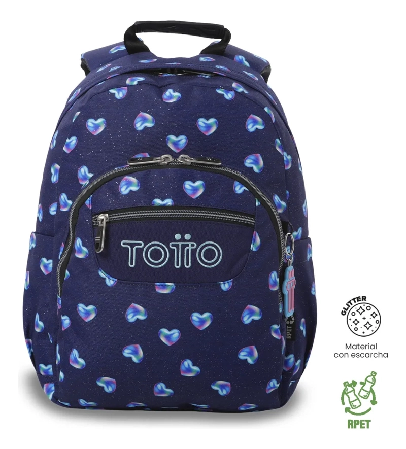 MOCHILA ESCOLAR JUVENIL PORTA PC 13  GOMMAS GLITTER AZUL - 1