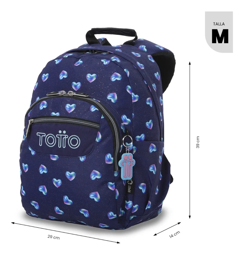 MOCHILA ESCOLAR JUVENIL PORTA PC 13  GOMMAS GLITTER AZUL - 3