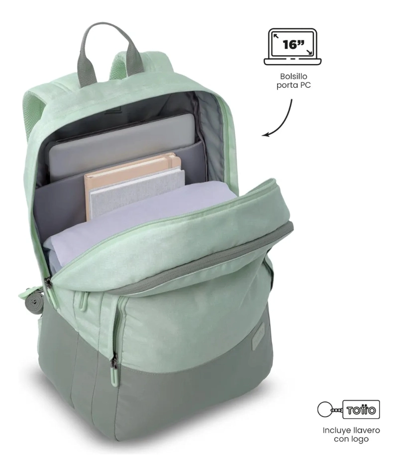 MOCHILA UNIVERSITARIO  TOLUCA 2.0 PORTA PC 16  VERDE - 5