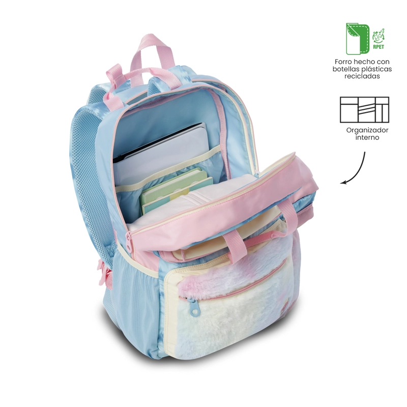 MOCHILA ESCOLAR TOTTO PARA NIÑA BLOUM MEDIANO  AZUL - 4
