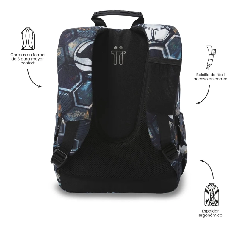 MOCHILA ESCOLAR JUVENIL PORTA PC 13  GOMMAS NEGRO - 4