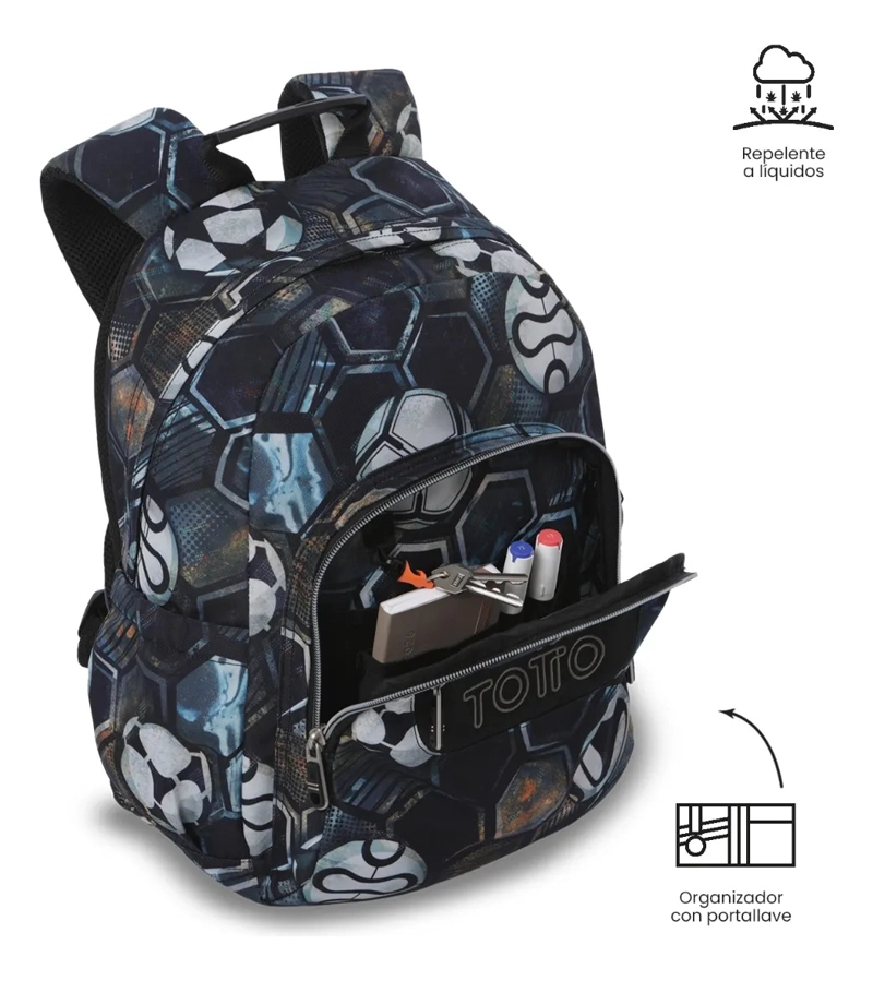 MOCHILA ESCOLAR JUVENIL PORTA PC 13  GOMMAS NEGRO - 6